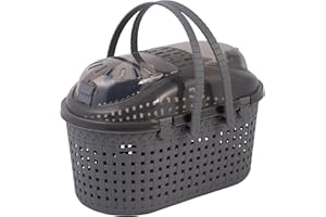 Iris Ohyama, Panier, Boîte, Sac, Cage de Transport Plastique(PP) pour Chat, Chien, Rongeur, Hanses de Confort, Compartiment intégré en 2 étages, L45 x P29 x H28.5 cm, MPC-450, Gris