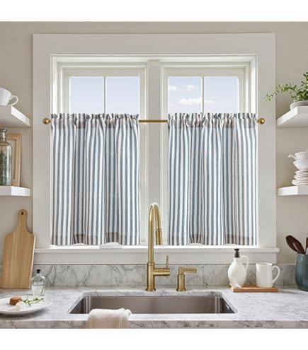 Visillos Para Ventanas De Cocina Visillo Corto Para Cocina Con Flores - 150cm De Ancho, Algodón Cortinas Cortas Para Ventanas