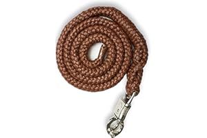 PFERDELINIS Cuerda de guía con gancho de pánico, para caballos, ponis, shetty, burro, en muchos diseños elegantes, longitud 1,60 m (marrón)