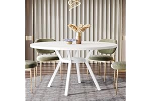 Tribesigns Okrągły stół do jadalni, 120 cm, duże stoły kuchenne dla 6-8 osób, nowoczesny styl z metalowymi nogami, do jadalni, kuchni, kawiarni (tylko stół)