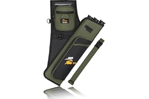 SUNYA Archery Hip Quiver for Arrows. Includes 3 Tubes Arrow Holder, Accessories Pockets and Waist Belt. Fit for Compound and Recurve Bow Practice.