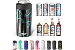 Frost Buddy Universal Can Cooler - Fits all - Stainless Steel Can Cooler for 12 oz & 16 oz Regular or Slim Cans & Bottles - Stainless Steel (Lights)