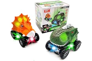 FGZU Dinosaur Car Toy, With LED Lights and Realistic Sound - The Best Gift for Boys (T-Rex)