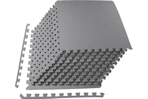 BalanceFrom Puzzle Exercise Mat with EVA Foam Interlocking Tiles, Grey,1/2" Thick, 48 Square Feet