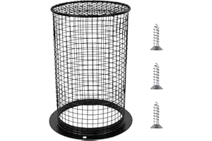 Jubaopen Lamp Guard Light Mesh Cover Heating Lamp Shade Anti-Scald Lamp Cover for Reptiles Amphibian Poultry with Screws(11.5×15×9.5cm, Black)
