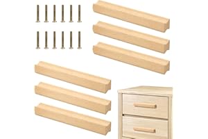 HEVEER Drewniane uchwyty meblowe, do szafek, biura i kuchni, 6 sztuk