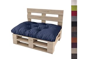 sunnypillow Coussin Assise pour Palette Euro Canapé Jardin Salon - Extérieur - Siège 120 x 50 cm - Gros Coussins Mobilier Jardin Banquette - Différentes Tailles et Couleurs à Choisir - Bleu