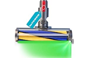LAOYE Brosse pour Dyson V7 V8 V10 V11 V15 Tête de Brosse avec LED Vert Révéler et Aspirer la Poussière Invisible Brosse Motorisée Aspirateur pour Dyson Embout Pièce Détachée Accessoire pour Sols Durs