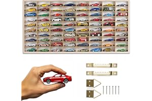 ART TWIST HOME Hot Wheels Storage | Wooden Display Shelves with 80 Compartments | Wall Display Cabinet 78,5cm x 40cm x 4cm for Collectables Model Car or Mini Figure (Shelf without Motif)