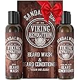 Viking Revolution - Beard Shampoo And Conditioner - Natural Beard Wash & Beard Conditioner With Argan & Jojoba Oils - Softens & Strengthens - Gifts For Men - Sandalwood - 2 x 150 ml