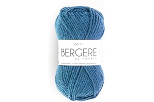 BERGERE DE FRANCE Bergère de France - SPORT+ gomitolo di lana per uncinetto (50 g) 5 mm, 50% lana - Grande filo rotondo che non fa pillole - Blu (OCEAN)