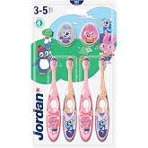 Jordan | Step 2 | Kids Toothbrush for Ages 3-5 | Soft Bristles, Ergonomic Dual Handle and BPA Free | Pink &amp; Yellow | Pack of