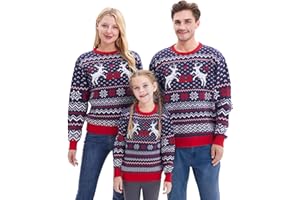 Giggling Getup Passender Familien-Weihnachtspullover, süßer weihnachtlicher Langarm-Strickpullover, schwarzer hässlicher Weihnachtspullover