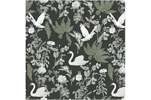 ICYEHAO Tapeta samoprzylepna zielona ściana kwiatowa, 44 x 1000 cm, roślinna tapeta ptaki gołębi meblowa, salon, sypialnia