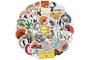 LYUNMU Western-Cowboy Adesivi western cowboy Set di 50 adesivi carini decorazioni per auto, laptop, skateboard, bicicletta, ciclomotori, moto, computer, adatti per adulti e bambini