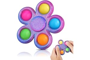 Scione Pop Spinner Imprimé en 3D - Jouet Sensoriel Silencieux pour Bureau & École, Popper Anti-Stress avec Design Silencieux, Outil de Concentration TDAH, Cadeaux pour Fête d'anniversaire - Rouge Bleu