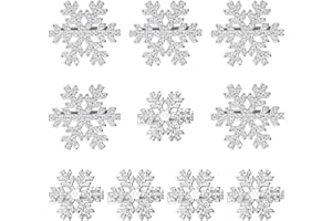 MELLIEX 10 Pièces Pinces à Cheveux de Noël, Barrette Cheveux Flocon de Neige Accessoire Noel Pince avec Strass Argent pour Filles Femmes