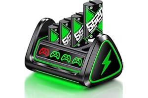 COOGAMEFLY Controller Akku für Xbox mit 4 X 5220 mWh Akkupack Wiederaufladbar für Xbox One/Xbox Series X/S, Akku für Xbox One Controller-Ladestation mit Touch Schalter und USB Ladeanschluss, Akkupack für Xbox