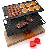NutriChef Cast Iron Hob for Oven, Stoves, Reversible Griddle, Includes Silicone Glove, Grill