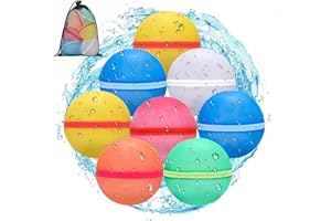 Mamowla Reusable Water Balloons 8Pcs,Quick Self-Sealing Silicone Water Balls with Mesh Bag,Water Bombs for Adults Kids,Magnetic Water Balls&Summer Pool Toys for Family Garden Games