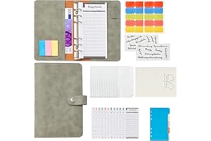 BEDECO A6 Binder Budget Planner Geldplaner Sparheft, 50-in-1 Notizbuch Ringbuchordner Finanzplaner 6 Löcher Binderumschlägen mit Budgetblätter PVC Taschen Wochenplaner Haftnotizen Briefetiketten Separator
