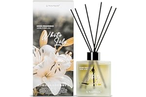 Aroma Naturals Difusor de Carrizo 100 ml, Fragancia de Interior para el Hogar de Larga Duración, Set de Regalos con Difusores de Carrizo para Mujer, Lirio Blanco