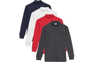 Channo Chemise de sous-vêtement Thermique pour Enfants à col Haut et à Manches Longues, Couleurs Unies