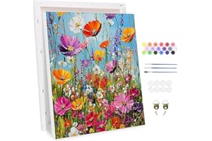 MAXBYE Paint by Numbers for Adults with Frame, Painting by Numbers Kits Flowers on Canvas for Beginners, DIY Adult Paint by Number for Home Wall Decor Art Crafts Gifts 30x40 cm