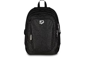 Seven Zaino Doppio Scomparto Tech Shiny, Nero, Tasca Porta PC e Tasca Porta Borraccia, Scuola Media e Superiore, Ragazza