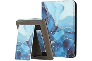 MOKASE Etui Fit for 6" Kindle Paperwhite 5/6/7. Generacji 2012,2013,2015,2016 (Model: EY21 / DP75SDI), Pokrowiec ze skóry pu, Inteligentną Auto Budzenia/Uśpienia z gniazdem na kartę, Blue Marble