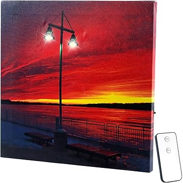 Stampa LED Da Parete 50x40 Cm - Winterlandschaft, Con Luci Integrate A Batteria - Foto 5