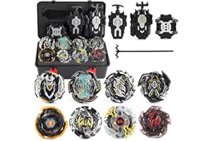 Baybledas Burst Toupies Burst Turbo avec Lanceurs 4D Combat Top Top Model Metal Masters Speed Top avec Rafale pour La Journée des Enfants, Pâques, Noël, Anniversaire Noir