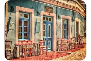 Blue Cafe - Glass Worktop Saver/Protector - by Pearl Glass (30 x 22cm Small)