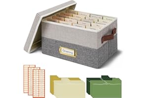 Vienrose Greeting Card Organizer Box with 20 Removable Dividers, 84 Self-Adhesive Labels, Foldable Storage Box Great for Greeting Cards, Photos, Envelopes, Stickers, Postcards Light Grey&Dark Grey