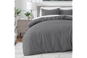Bare Home King Size Duvet Cover Set - Premium 1800 Ultra-Soft Duvet Cover - Lightweight, Cooling - Includes 2 Pillowcases (Grey)