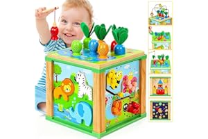 Jojoin Cubo Actividades - Juegos Mesa Actividades, Juguetes Montessori - Cubos de Madera Andador - Brinquedos Educativos Regalo Bebes y Niños de 1 a 2 Años