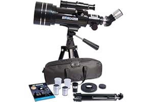 MYLEK Stargazer Telescope for Adults And Beginners, 70mm Aperture 400mm Refractor Astronomy Telescope with Eyepieces, 3 x Barlow Lens, Adjustable Tripod, Carry Bag. Portable for Moon And Planets
