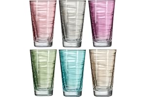 Leonardo 047285 Vario gobelets Lot de 6 Grandes Couleurs Assorties Verre Multicolore 7.5 x 7.5 x 12.6 cm 6 unités