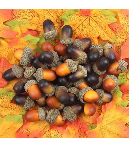 Wshao store 60 PZ 3 Cm Mini Ghiande Artificiali, Puntelli Di Frutta Finti Piante Di Noce