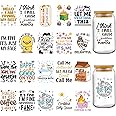 AFRITEE UV DTF Cup Wrap - 20 Sheets Funny Sarcasm UV DTF Cup Wrap for 16 oz Glass Coffee Cups, Humorous Quotes Uvdtf Transfer Stickers, Its Fine I'm Fine Everything is Fine for Funny Office Gifts