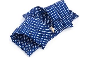 Amilian - Cuscino termico per la cervicale con schienale e collo alto con noccioli di ciliegia, piccoli pois blu