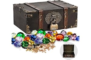 UMILKI Treasury skattkista 23,5 x 16 x 9,5 cm trälåda med lock och lås, skattkistor barn för förvaring av förändringar, smycken, dekorationer
