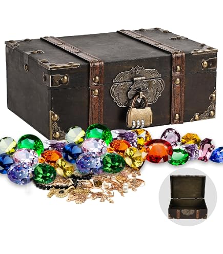 Coffre Au Trésors En Bois, Boîte Pirate Décoratif Avec Cadenas, Boîte De Rangement Coffre Au