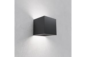 NUOVA GERMANY Lampada a parete Applique Cubo a LED IP65 per interno/esterno 12W Regolabile 1000lumen Moderno Alluminio (Nero, Luce Fredda 6000K)