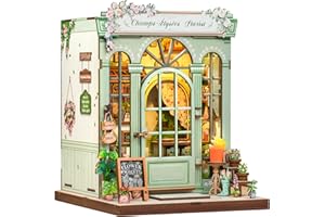 Fsolis Miniaturowy domek dla lalek "zrób to sam", z oświetleniem LED, miniaturowy domek dla lalek, dla dorosłych, prezent urodzinowy dla kobiet i dziewcząt (Champs-Élysées Florist)