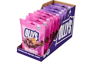 OLLY'S OLIVES Olly's, Pretzels, 90g (Pack of 10), Variety Pack Chocolate Coated Pretzel Thins, 100% Belgian Chocolate, Bigger Sharing Bag, Low Calorie Snacks, No Artificial Preservatives