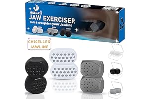 Beela's 6x Premium Jaw Trainer for Men and Women - Complete Jaw Exerciser Kit for a Defined Jawline & Slimmer Face - 3 Level Intensity Jaw Toner with 3 Hygienic Boxes - Sculpt and Chisel Your Jawline