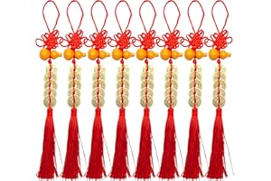 BAYMETY 8Pcs 2025 Chinese New Year Decorations, Lunar Red Hanging Knot Year Of Snake Tassel Charm Asian Feng Shui Lucky Coins Pendants Spring Festival Ornaments For Tree Home Car Good Wealth Fortune Success
