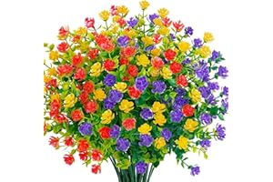 N&T NIETING Fiori artificiali come veri, 6 mazzi di fiori artificiali resistenti ai raggi UV, in finta plastica, per la casa, il giardino, il balcone, la primavera, la decorazione per esterni (rosso,