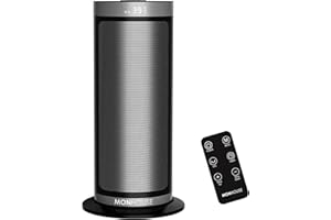 MONHOUSE Radiateur Electrique Céramique Oscillant 120° MONHOUSE Avec Thermostat, Minuterie 1-12 Heures, Télécommande, Protection Contre La Surchauffe Et l'inclinaison, Mode ECO D'économie D'énergie